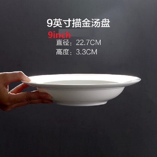 Golden Edge PlateTangshan Bone Porcelain Plate Vegetable Plate Deep Plate Household Large Porcelain Plate: B
