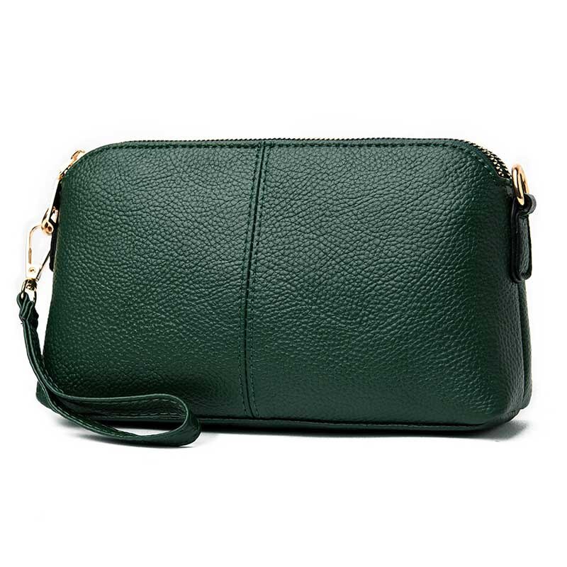 Yogodlns årgang pu lær crossbody bag litchi mønster skulderveske enkel glatt farge messenegr bag fritid shopping veske: Grønn