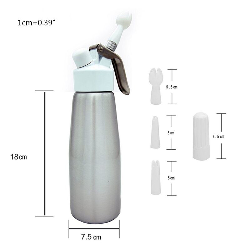 500Ml Aluminium Slagroom Dispenser Met Drie Decoreren Nozzles