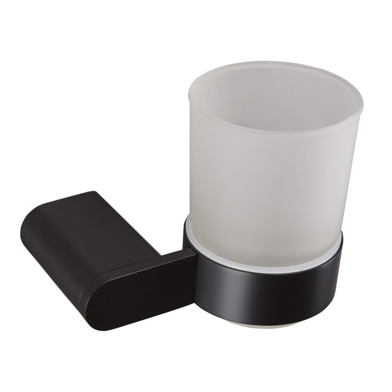 Stainless Steel Cup Tumbler Holders Matte Black Glass Cup Holders Wall Mounted Toothbrush Tooth Cup Holders Bathroom Hardware