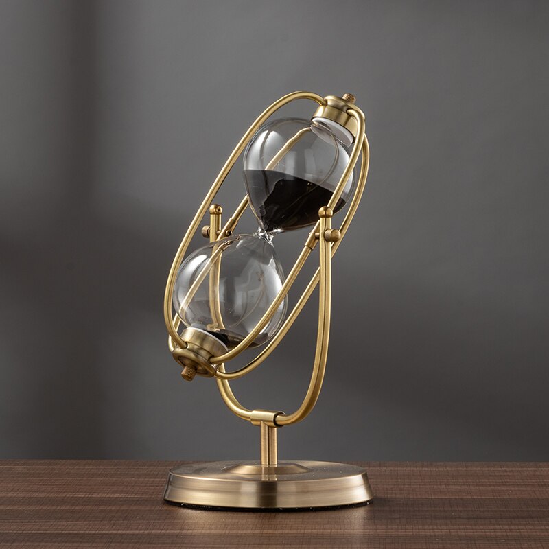 Reloj de arena de latón Vintage francés, reloj de arena de Metal giratorio de 360 °, temporizador de arena antiguo para , decoración de boda y oficina: Black Sand / 15 min