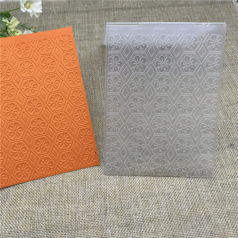 Pastas de impressão geométrica de flores hexágonas, diy, pasta de relevo de plástico para scrapbooking, artesanato de papel/cartão, materiais de decoração