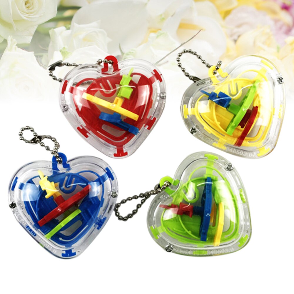 10pcs 3D Maze Intelligence Heart Shape Puzzle Game Beads Maze for Children Toddler: Default Title