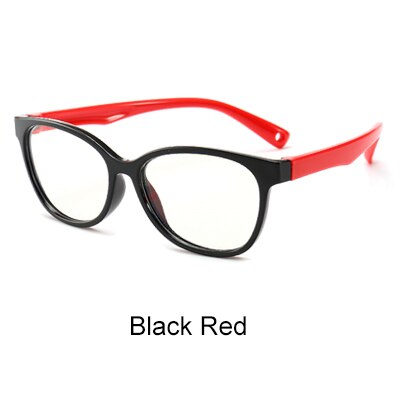 Ralferty kids ultralichte siliconen brilmontuur anti-blauwfilterbril computerbril  uv400 brillenmonturen kind  k007: Zwart rood