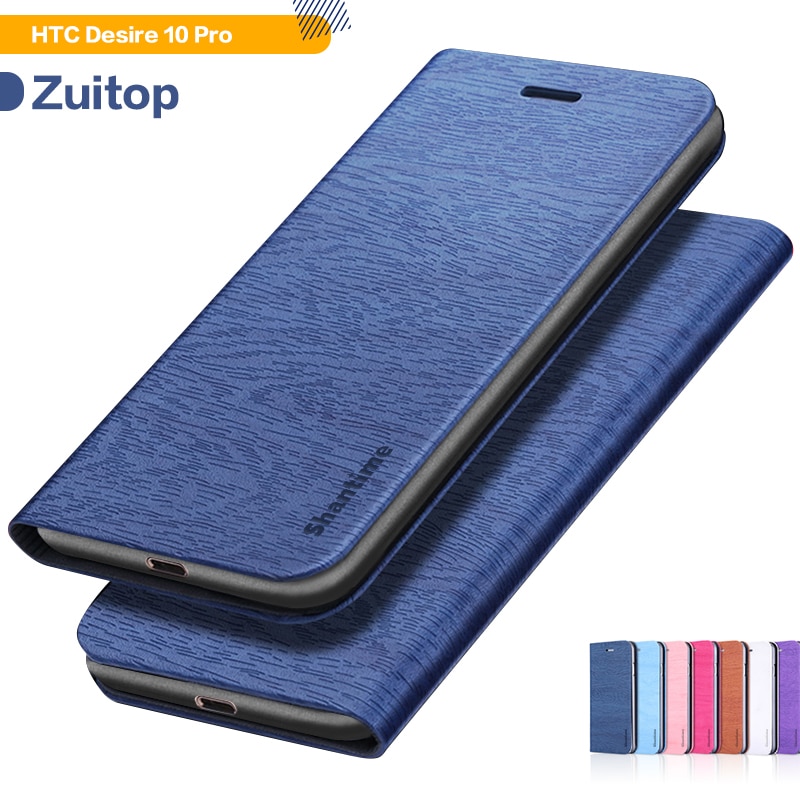 Pu lederen telefoonhoesje met houtnerf voor htc desire 10 pro, flipcase voor htc desire 10 pro, businesscase, zachte siliconen achterkant