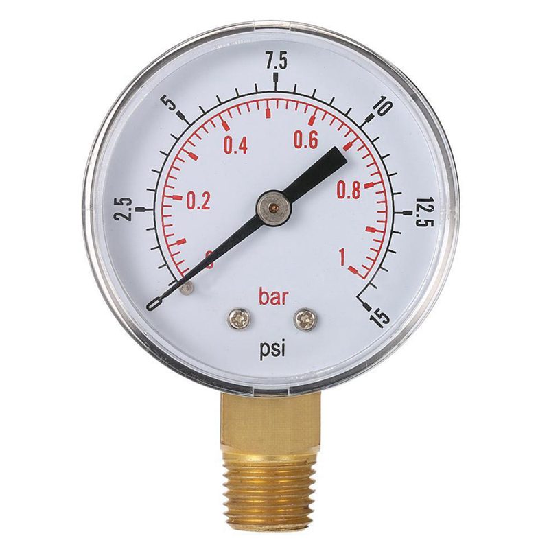 0~1bar 50mm Water Pressure Gauge Meter 1/4 inch NPT Thread Manometer TS-50-15psi