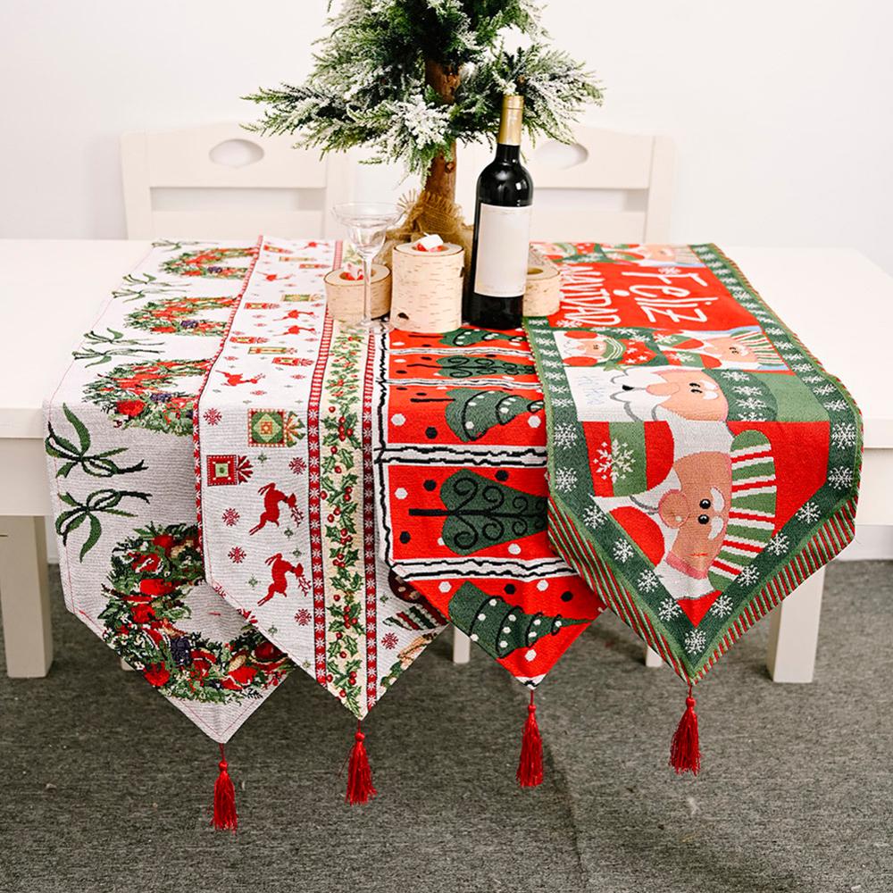 Kreative Weihnachten Dekorative Tisch Läufer Kreative Gestrickte Stoff Tisch Läufer Quaste Weihnachten Restaurant Tischdecke Matten