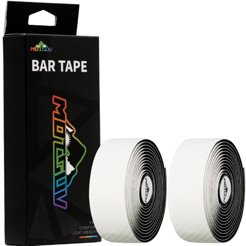Motsuv landevejscykel styrrem cykel pu mønster håndtag grip tape høj elastisk eva skridsikker stødabsorberende styr tape: Hvid
