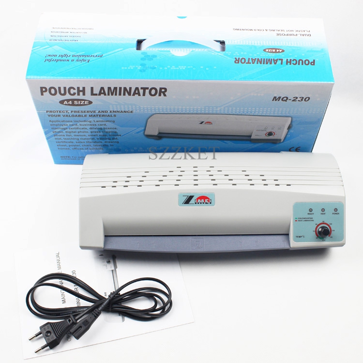 A4 laminating machine Adjustable temperature laminator file photo home A4 film machine English Cold thermoplastic MQ230 MQ-230