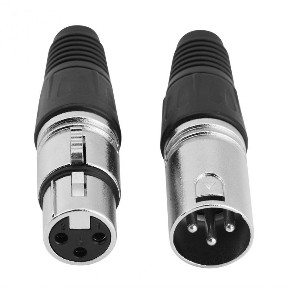 5 Pairs of Male Plug + Female Jack 3 Pin XLR Microphone Mixer Amplifier Cable Connector Silver/Black Mic Adaptor 14 * 13 * 2cm