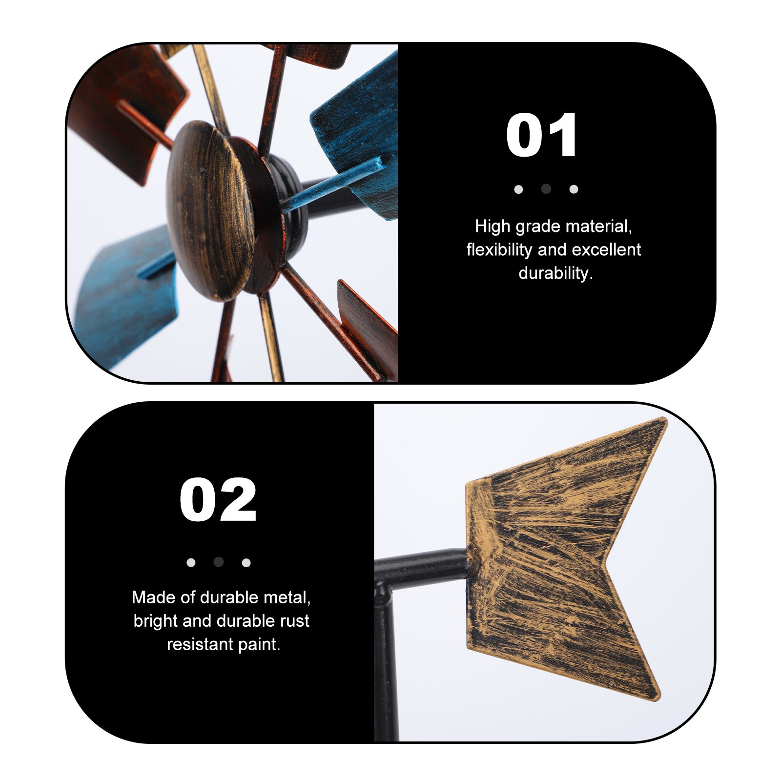 1pc Iron Windmill Decor Pinwheel Decoration Funny Outdoor Decorative Windmill