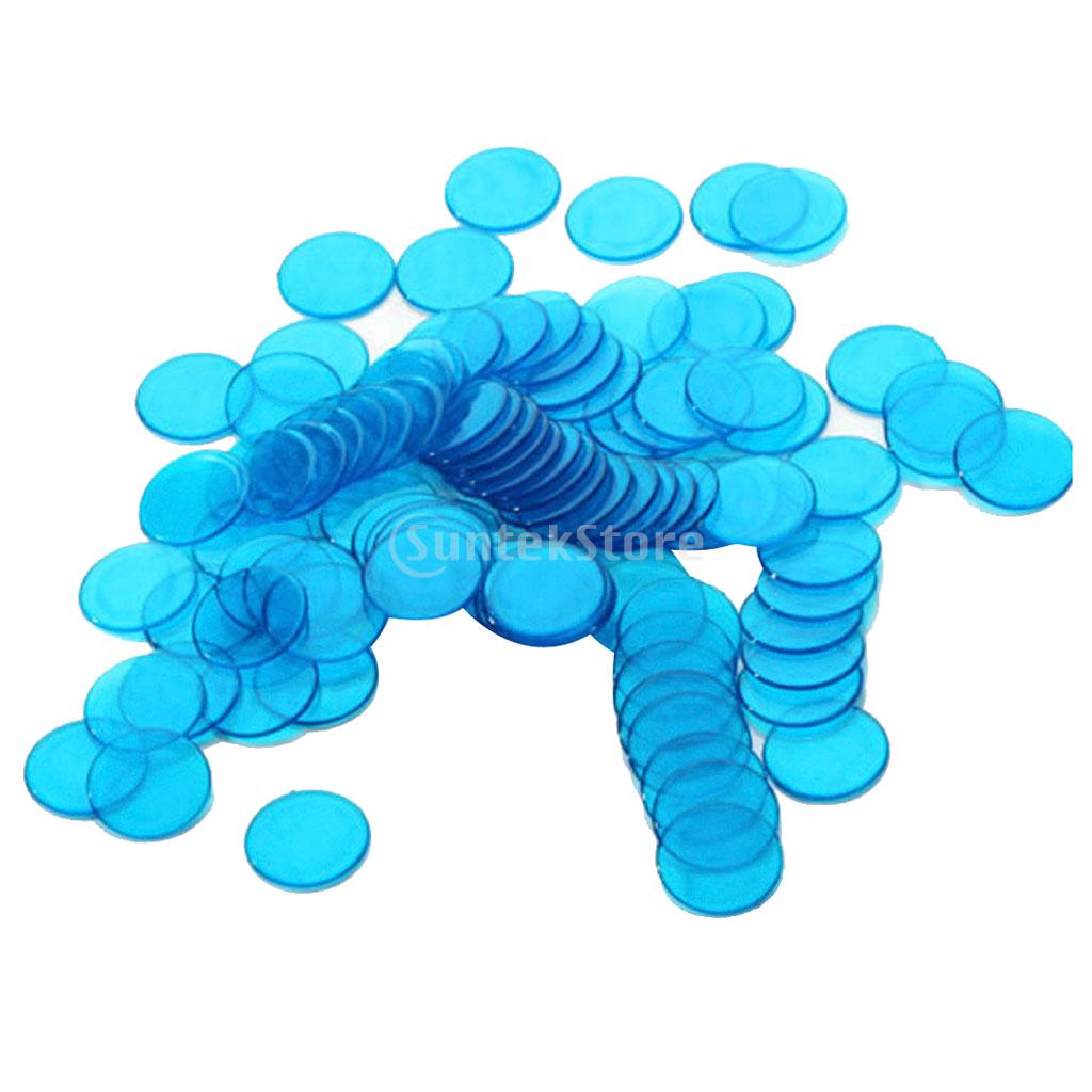 100pcs Plastic Count Bingo Chips Markers for Bingo Cards Game 3cm Diameter: Blue