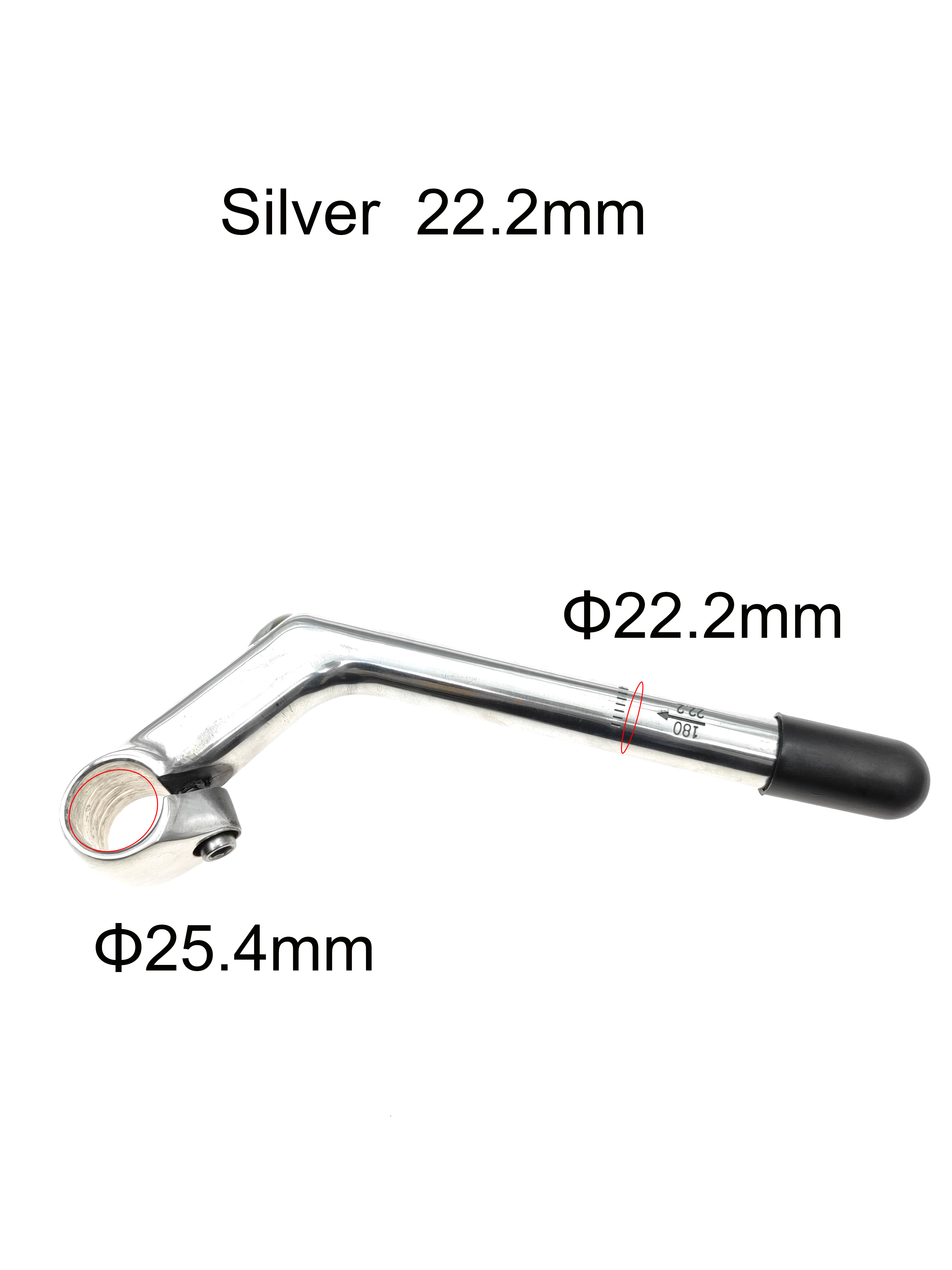 Fietsstuurpen E-bike Aluminium Zwanenhals Stuur 80mm * 25.4mm * 22.2mm * 180L Fietsaccessoires: WIT