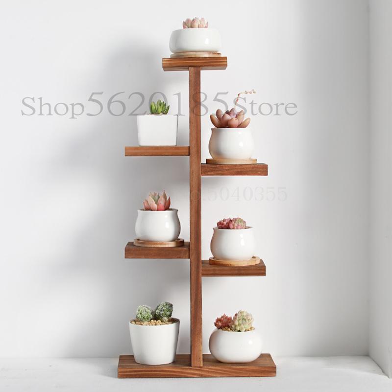 Solid wood desktop flower stand indoor multi-layer small flower stand green flower frame decoration living room window pot rack: VIP 10
