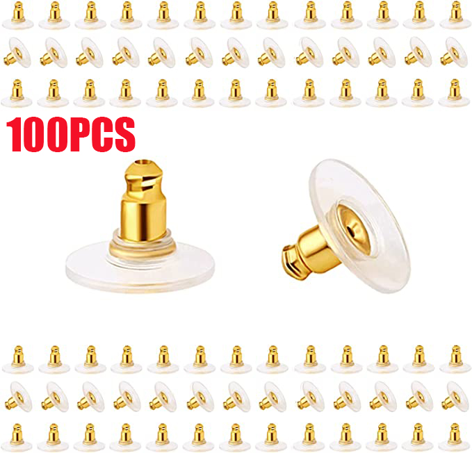 500 Uds caja de tapones para los oídos aleación de goma de silicona transparente pendiente cierre pendientes Kit de accesorios DIY joyería hacer hallazgos de gancho para las orejas: YELLOW