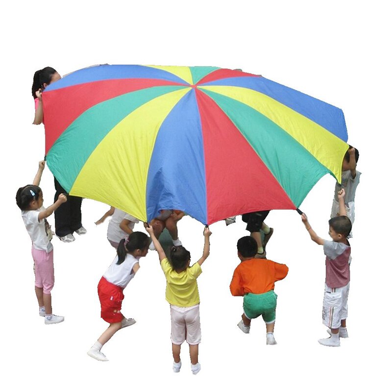 Rainbow Parachute Toy Teambuilding Games voor kinderen Speeltuin Indoor Outdoor Cooperative Play