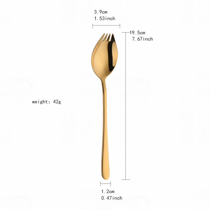 Stainless Steel Fork and Spoon Integrated Spoon and Fork Integrated Korean Household Long-Handled Salad Fork Dessert Fork Spoon