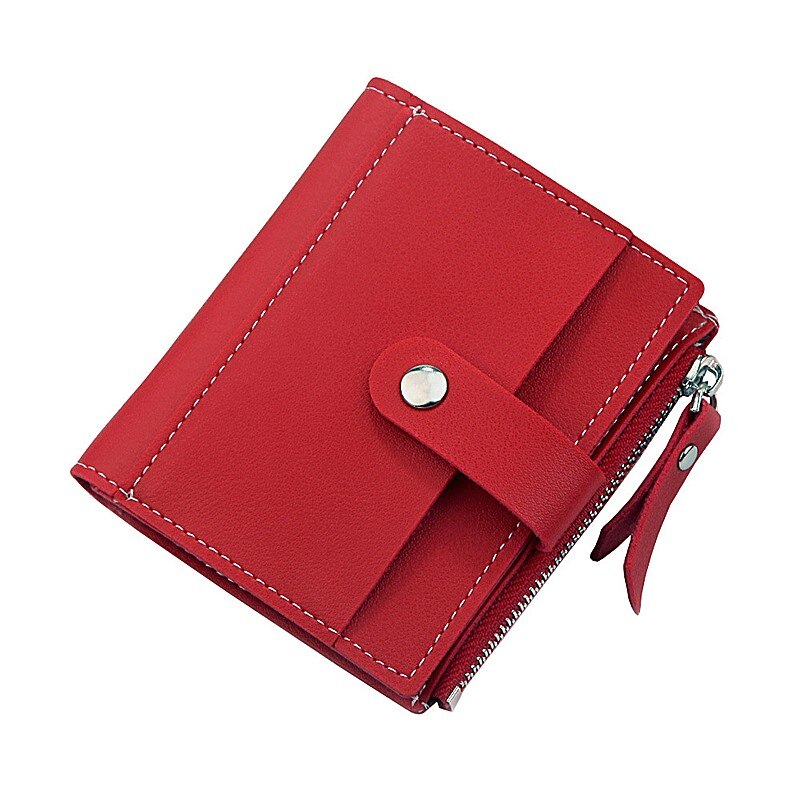 Kvindelige tegnebøger fastgørelse pu læder tegnebøger luksus kvinder pung taske kort tegnebog kvindelig pengepung: 1pc røde