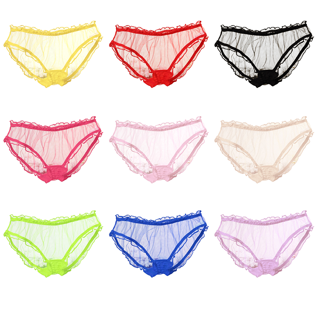 Slip Transparent pour femme filles dame culotte à volants bord maille tentation sous-vêtements