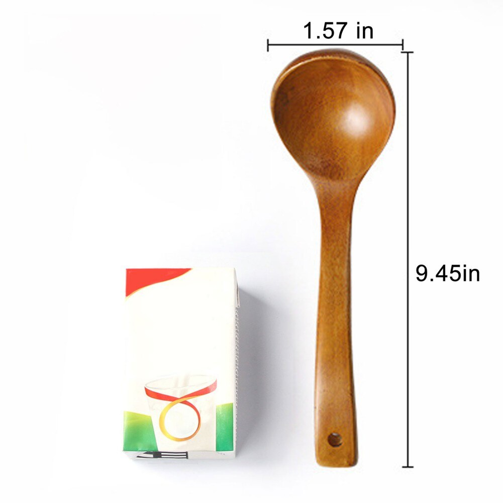 Hout Soep Lepel Lange Steel Rijst Koken Lepels Keuken Grote Pollepel Pot Lepel Houten Servies Kookgerei: M 24x7cm