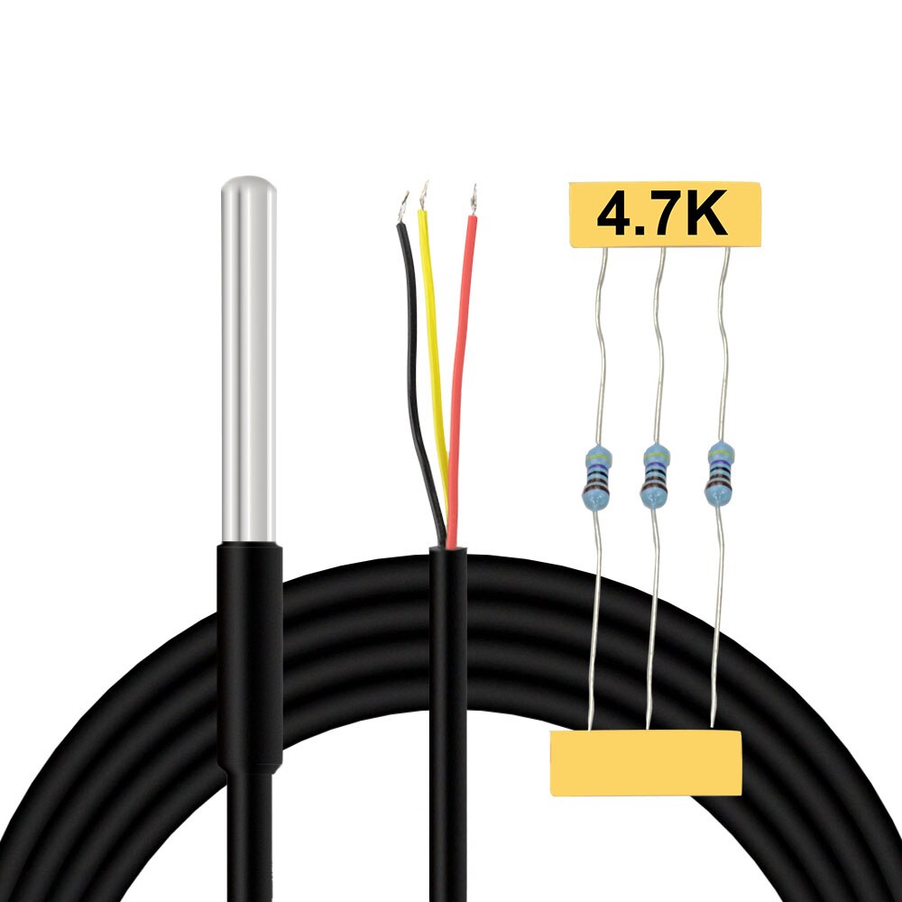 3PCS DS18B20 Stainless steel package Waterproof temperature probe Tem- sensor +4.7K Resistor For Arduino(100CM)