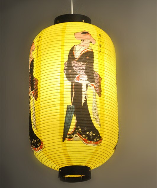 Farolillos de papel, Festival japonés, accesorios de decoración del hogar, tienda de Sushi, decoración colgante, farol de papel LED, farol colgante chino: E