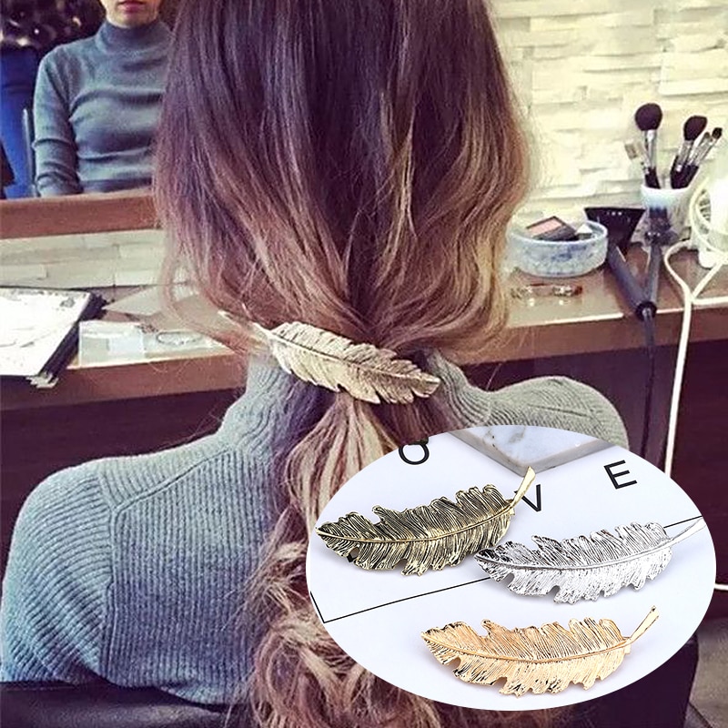 Innovant nouveaux accessoires de cheveux prêle épingle à cheveux Vintage personnalité plume feuille printemps Clips latéraux donner des aux filles