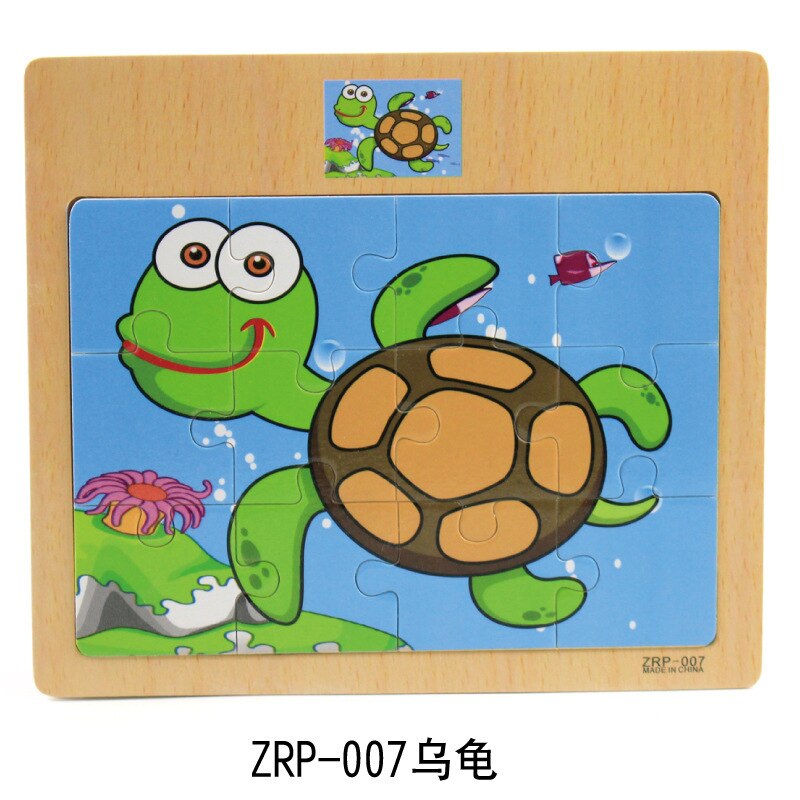 12 tablets cartoon animal traffic awareness wooden puzzle baby puzzle children wood girl boy toy