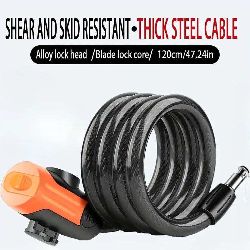 Lucchetto a combinazione per casco moto e bici – Catena in acciaio antifurto con chiave per veicoli elettrici ‌ ‌