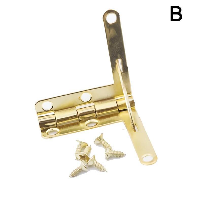 Bisagra de resorte de soporte angular, bisagras de armario de 90 grados de doble orificio para joyas antiguas, 4 Uds.: B