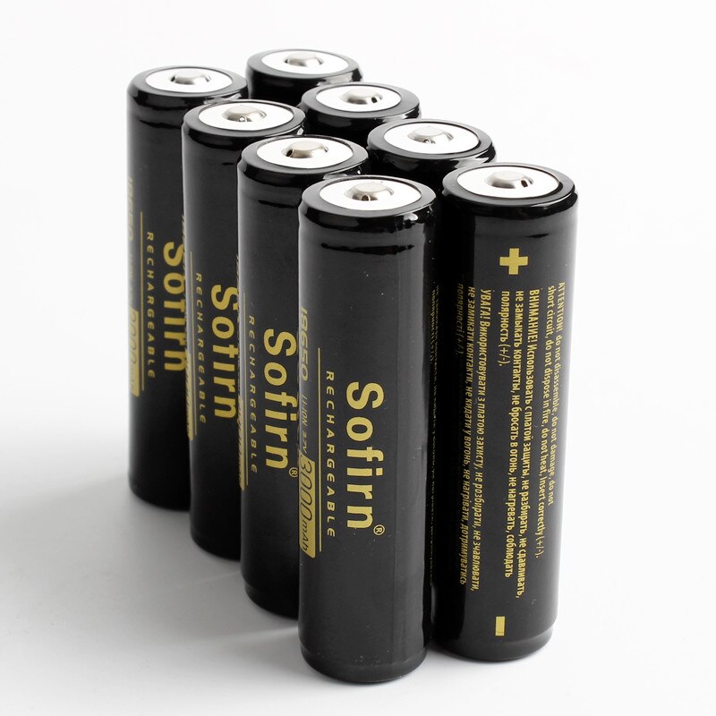 Sofirn genopladeligt 18650 batteri li-ion batteri 3.7v 3000 mah 18650 celle genopladelige batterier med beskyttet printkort: 8 stykker