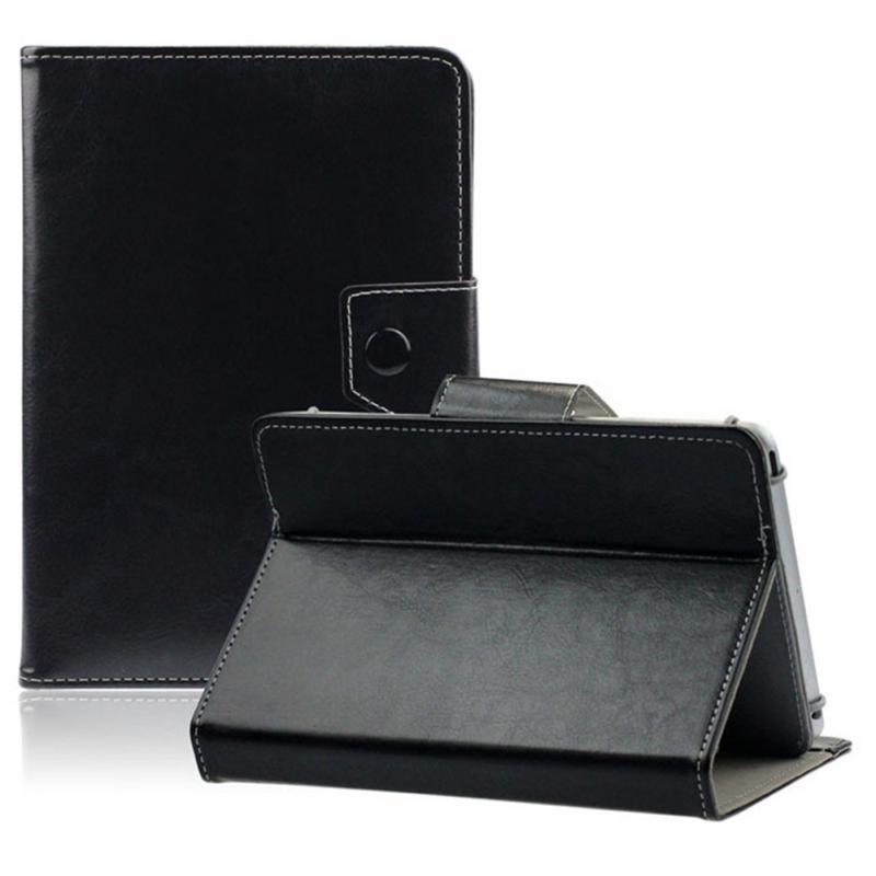 PU leather bracket set 7 inch universal tablet case white black: Black