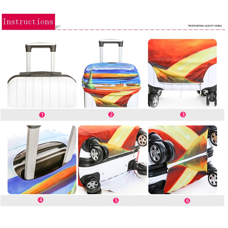 Resetillbehör bagageskydd resväska skyddsset bagage dammskydd bagagerumset vagnfodral elasticitet bulldog mönster