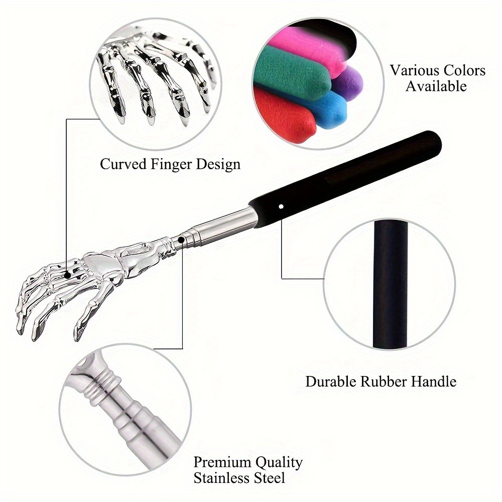 Rascador de espalda extensible portátil, acero inoxidable, telescópico, masajeador de espalda extensible para humanos y Mascotas