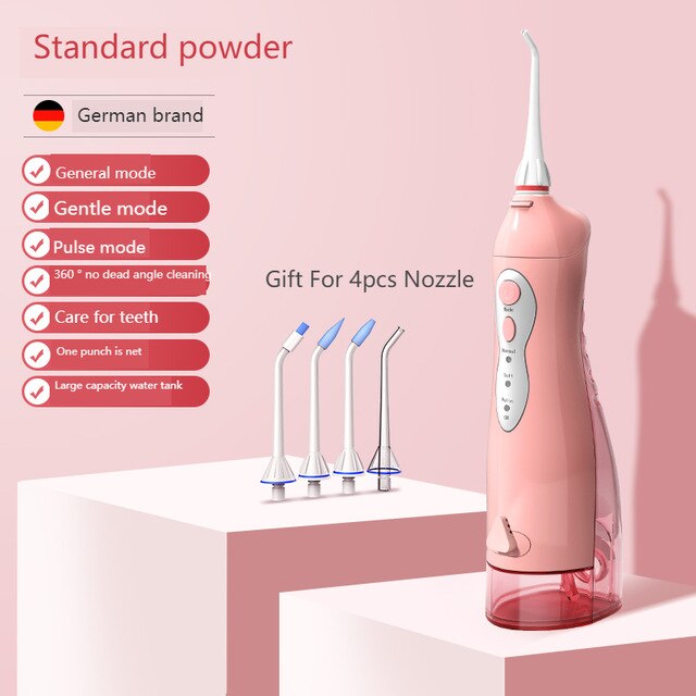 3 modus super macht Puls draagbare mondelinge irrigator Usb oplaadbaar Draadloze water tandheelkundige flosser Tandirrigator Tandheelkundige tanden reiniger Tandheelkundige waterstraal Tand schone picker: Standard Pink