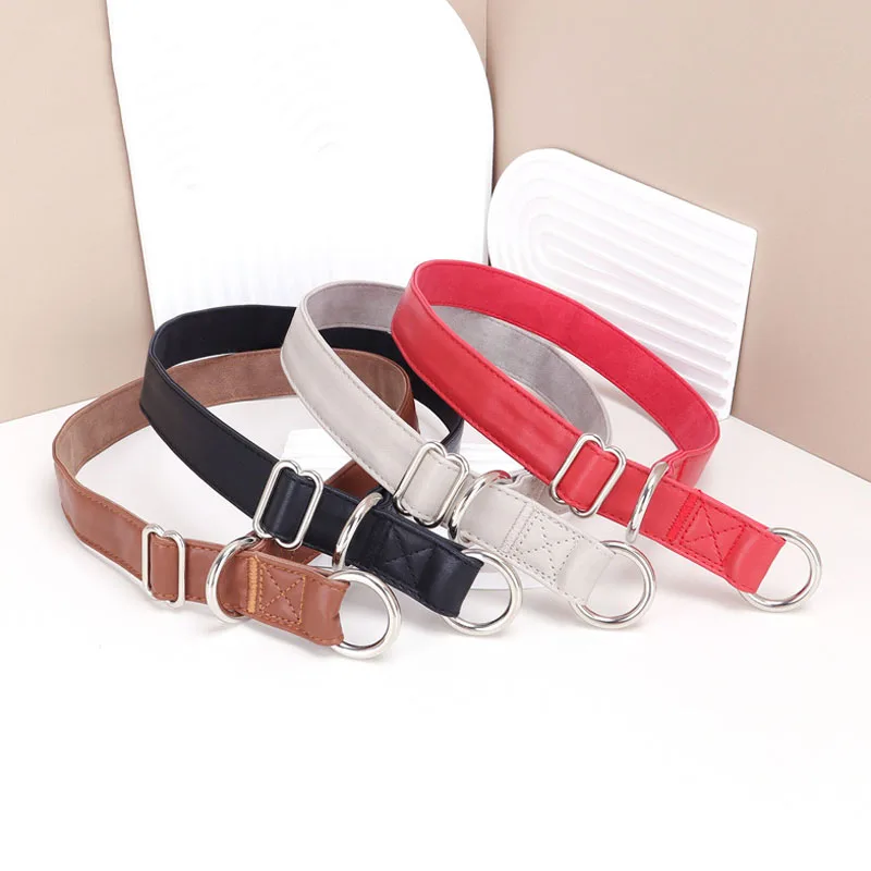 Collar antideslizante de cuero PU para perro, cadena de estrangulamiento para entrenamiento de perros, súper suave, duradero y fuerte, adecuado para caminar