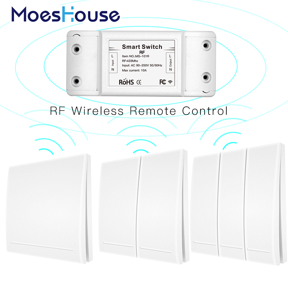 433Mhz Wireless Smart Switch RF Remote Control Receiver Push Button Controller Wall Panel Transmitter,2 way/3 way Multi-Control
