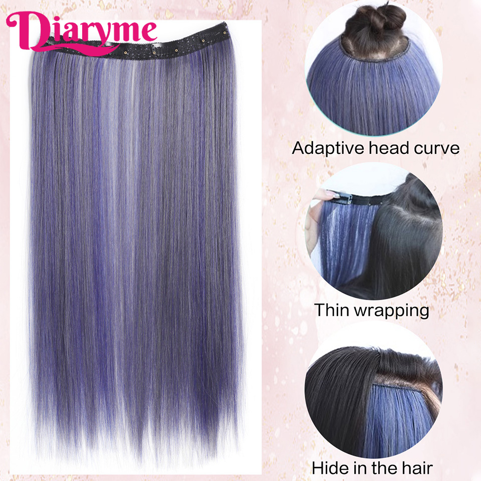 4 clipes longo em linha reta clipe sintético em extensões de cabelo destaque colorido pedaço de cabelo clip-on peruca de cabelo pendurado tintura de orelha