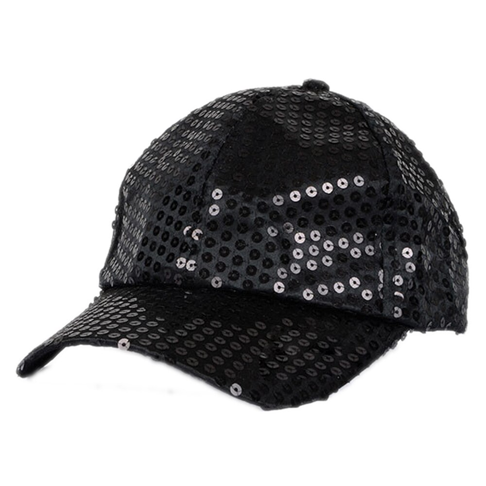 Mistdawn dames heren glanzende pailletten baseballpet met pailletten, glitter dansfeestpet clubkleding kostuum verstelbare maat: Zwart