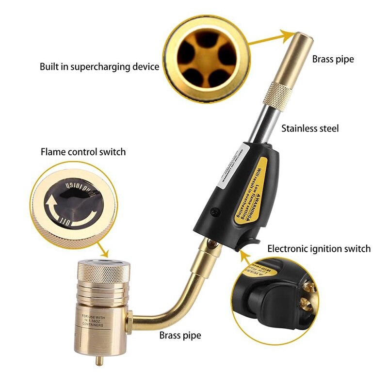 SHGO -Turbo Torch Tips Gas Self Ignition Turbo Torch Regulator Brazing Soldering Welding Plumbing Tool Home Accessory