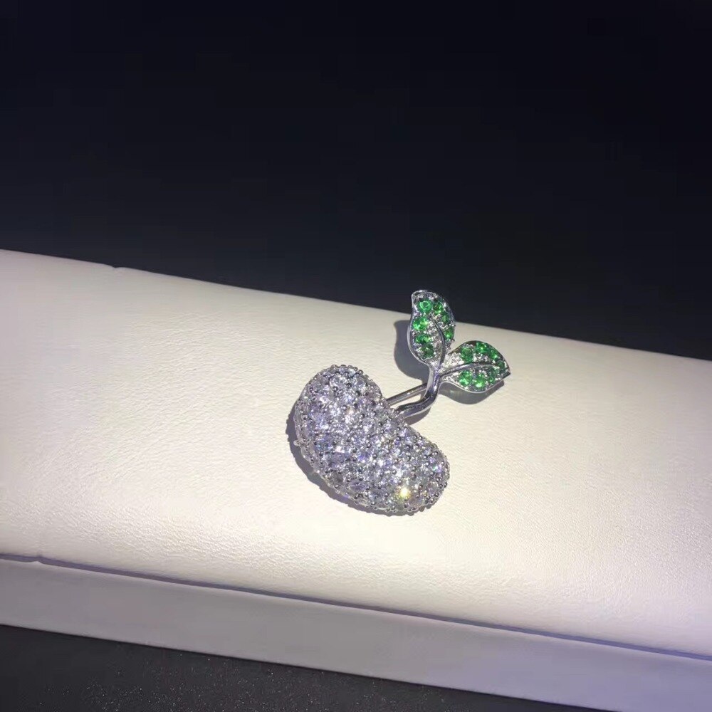 925 sterling silber kleine apfel brosche blingbling feine damen & mädchen brosche niedliche apple freies