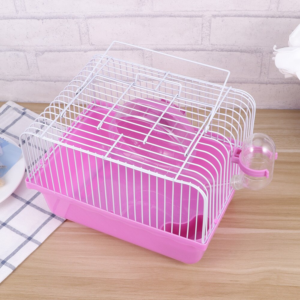 Hamster Cage Travel Carry Rat Cage Small Pets Supplies Hamster Toy Accessories (Pink): Pink