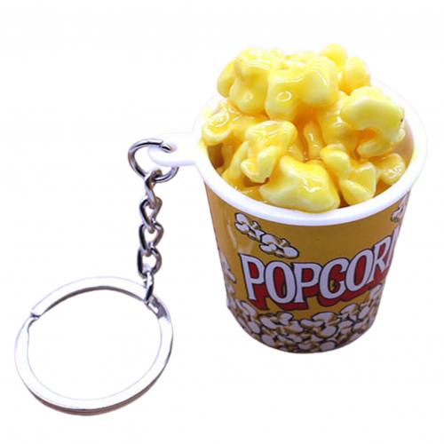 LLavero de cubo de palomitas de maíz de simulación creativa, Mini taza de tentempié colgante de llavero, , juguetes educativos para niños,: YELLOW
