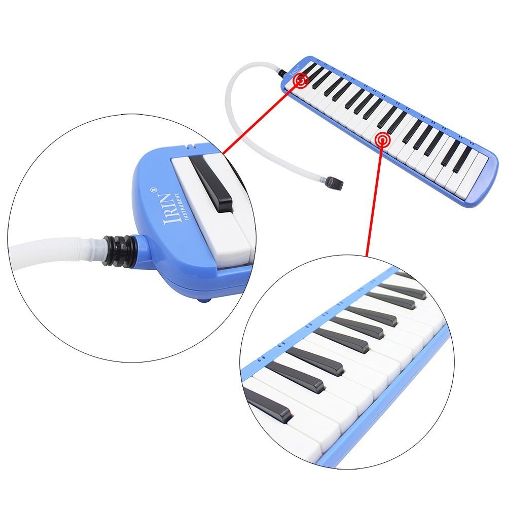 IRIN 1set 37 Piano Toetsen Melodica Muziekinstrument met Draagtas voor Studenten Beginners Kids Blauw