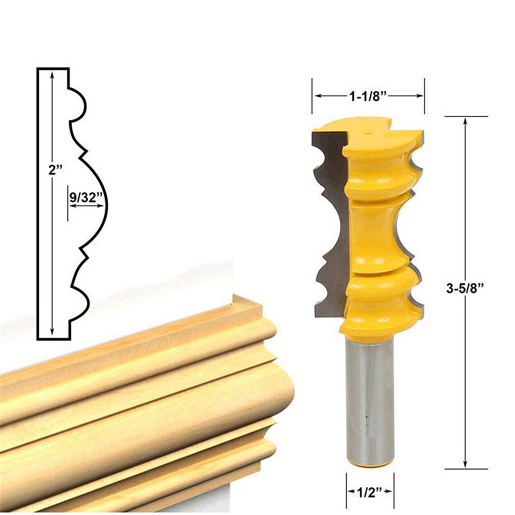 Rail Molding Router Bit 1/2 "Shank Carbide Woodworking Milling Cutter Cabinet Plywood Wood Cutting Bit