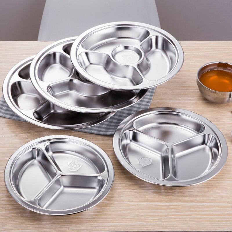 304 Stainless Steel Plate Round Shape Dining Restaurant Tray Thickened Round Separator Plate