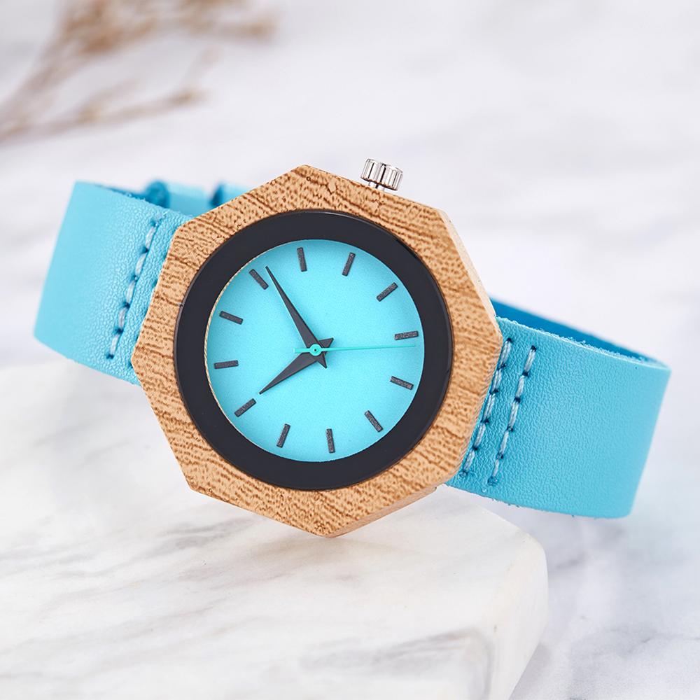 Houten horloge mannen vrouwen paar unisex imitatie bamboe houten klok quartz horloges polshorloge quartz klok sporthorloge doos