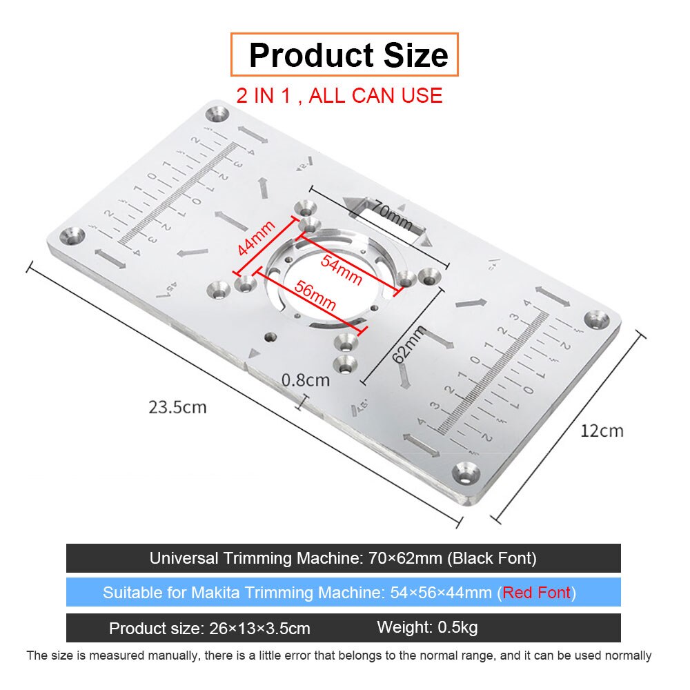 Wood Router Table Insert Plate Woodworking Benches Multifunctional Aluminium Wood Router Plate Trimmer Engraving Machine Board