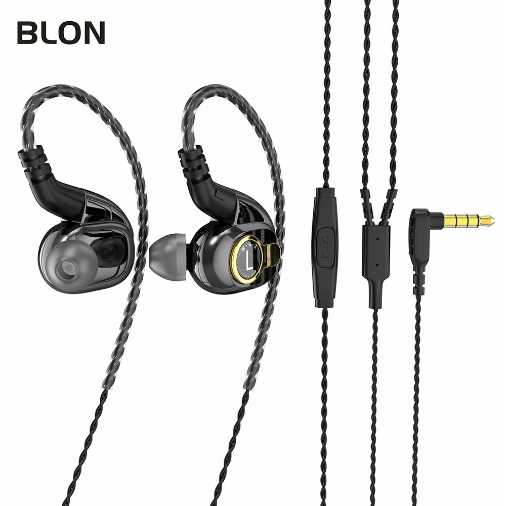 Blon BL-05 bl05 BL-03 bl03 10mm 2nd geração de nanotubo carbono diafragma cnt no ouvido fone alta fidelidade dj esporte fones: BL05 Gun with mic