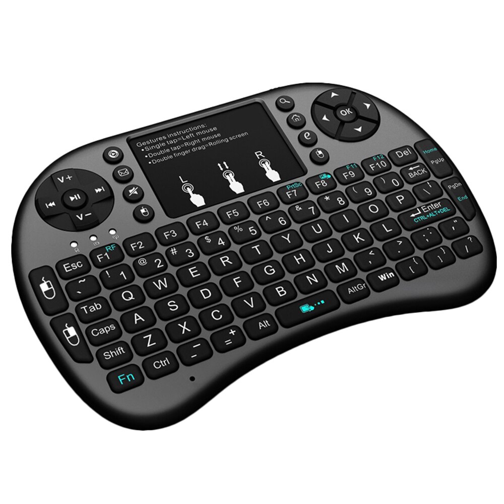 Anmone mini langaton näppäimistö taustavalaistu 2.4 ghz englantilainen ilmahiiri kosketuslevyllä kädessä pidettävä kaukosäädin android tv box  x96 gtc:lle: 1pc mustaa